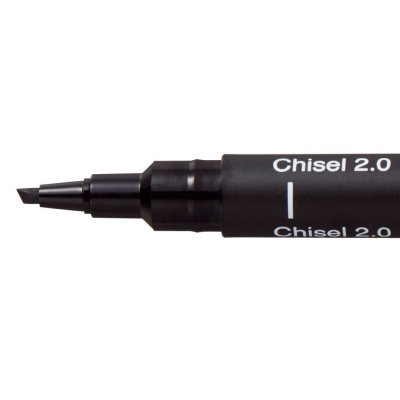 3 штуки - Линер Uni Pin CS2-200 Fine Line Chisel 2.0, наконечник долото Чёрный 2 мм