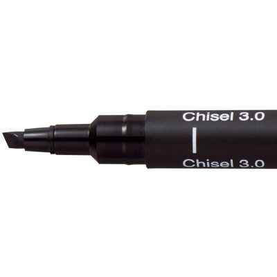 3 штуки - Линер Uni Pin CS3-200 Fine Line Chisel 3.0, наконечник долото Чёрный 3 мм