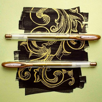 12 штук - Гелевая ручка Uni-Ball Signo Noble Metal UM-120NM шарик 0.8 мм/линия 0.5 мм