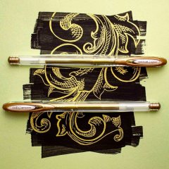 12 штук - Гелевая ручка Uni-Ball Signo Noble Metal UM-120NM шарик 0.8 мм/линия 0.5 мм