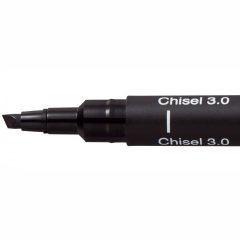 12 штук - Линер Uni Pin CS3-200 Fine Line Chisel 3.0, наконечник долото Чёрный 3 мм