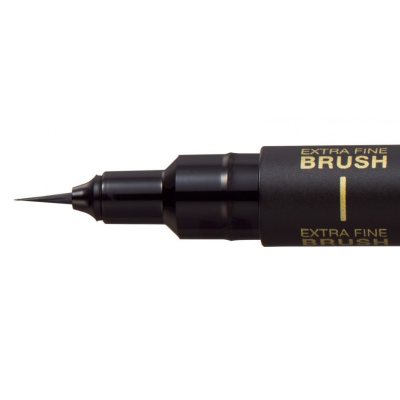 12 штук - Линер Uni Pin BR-500 EF brush Fine Line , ультратонкая кисть, Чёрный