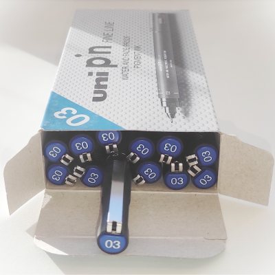 12 штук - Линер Uni Pin 03-200 Fine Line, Синий 0.3 мм