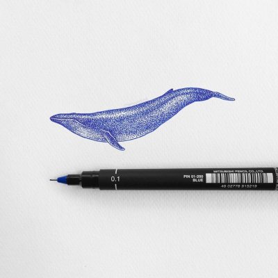 12 штук - Линер Uni Pin 01-200 Fine Line, Синий 0.1 мм