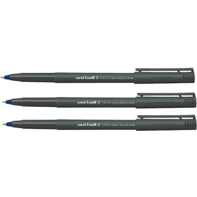 Набор ручек-роллеров Uni-Ball II Micro UB-104, 2 синих+1 чёрный, шарик 0.5 мм/линия 0.28-0.45 мм