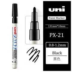 3 штуки - Промышленный масляный маркер-краска Uni PAINT PX-21 по всем поверхностям, 0.8-1.2 мм Чёрный