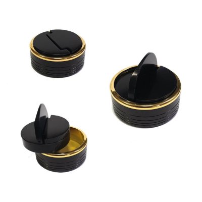 OS-25-В-3 Оснастка для печатей карманная "Магнетик", магнитная, чернение с золотым ободком. с штемпельной подушкой / d=41 мм.