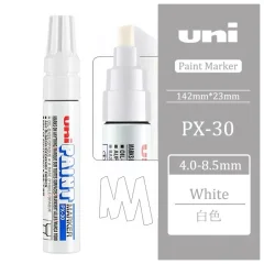 1 штука - Промышленный масляный маркер-краска Uni PAINT PX-30 по всем поверхностям, 4,0-8,5 мм Белый