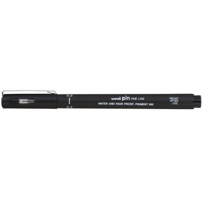 12 штук - Линер Uni Pin 02-200 Fine Line, Чёрный 0.2 мм