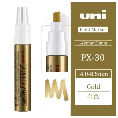 1 штука - Промышленный масляный маркер-краска Uni PAINT PX-30 по всем поверхностям, 4,0-8,5 мм Золотой