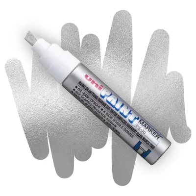 1 штука - Промышленный масляный маркер-краска Uni PAINT PX-30 по всем поверхностям, 4,0-8,5 мм Серебристый