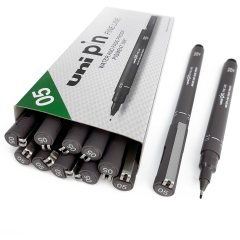 12 штук - Линер Uni Pin 05-200 Fine Line, Чёрный 0.5 мм