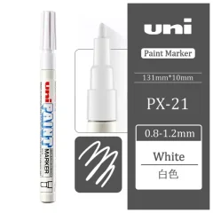 3 штуки - Промышленный масляный маркер-краска Uni PAINT PX-21 по всем поверхностям, 0.8-1.2 мм Белый