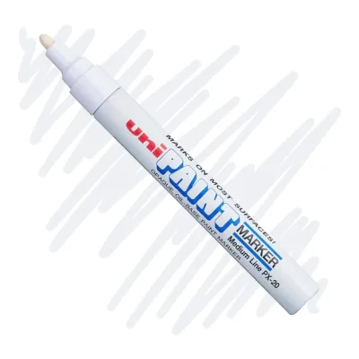 3 штуки - Промышленный масляный маркер-краска Uni PAINT PX-20 по всем поверхностям, 2.2-2.8 мм Белый