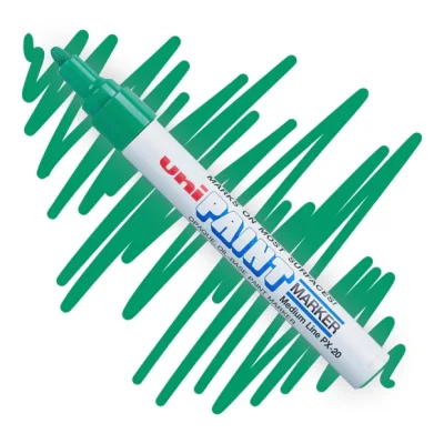 3 штуки -  Промышленный масляный маркер-краска Uni PAINT PX-20 по всем поверхностям, 2.2-2.8 мм Зелёный