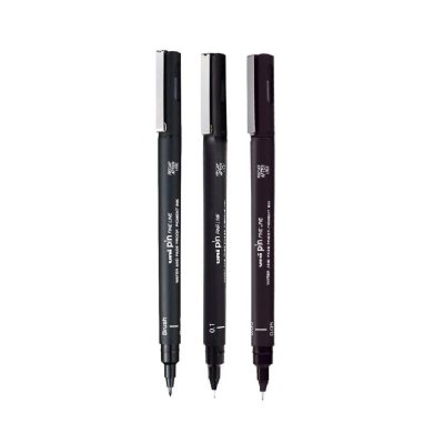 3 штуки - Линер Uni Pin 01-200 Fine Line, Чёрный 0.1 мм