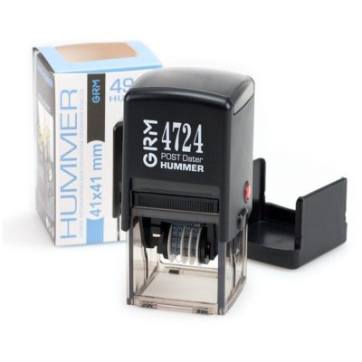 GRM 4724 P3 Hummer Датер с полем для текста, 40 х 40 мм., месяц БУКВАМИ