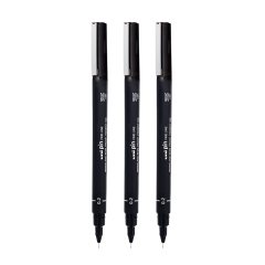3 штуки - Линер Uni Pin 02-200 Fine Line, Чёрный 0.2 мм