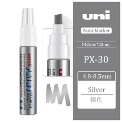6 штук - Промышленный масляный маркер-краска Uni PAINT PX-30 по всем поверхностям, 4,0-8,5 мм