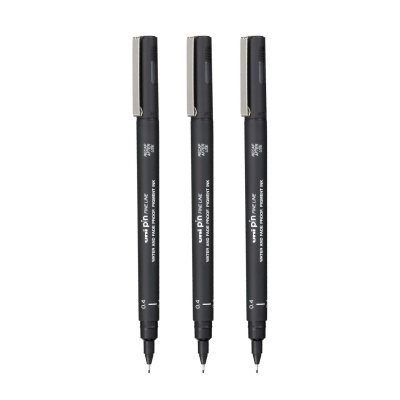 3 штуки - Линер Uni Pin 04-200 Fine Line, Чёрный 0.4 мм