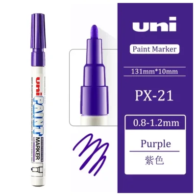12 штук - Промышленный масляный маркер-краска Uni PAINT PX-21 по всем поверхностям, 0.8-1.2 мм
