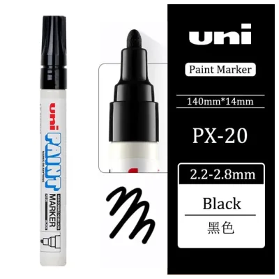 12 штук - Промышленный масляный маркер-краска Uni PAINT PX-20 по всем поверхностям, 2.2-2.8 мм