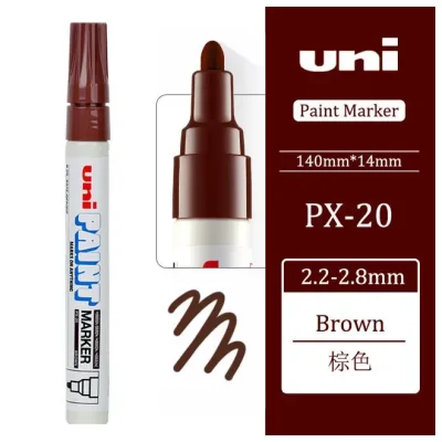 12 штук - Промышленный масляный маркер-краска Uni PAINT PX-20 по всем поверхностям, 2.2-2.8 мм