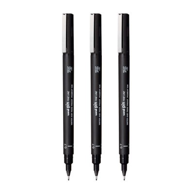 3 штуки - Линер Uni Pin 07-200 Fine Line, Чёрный 0.7 мм