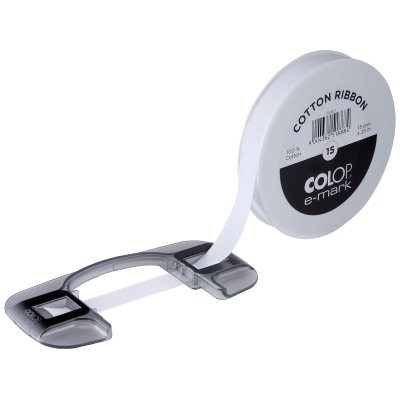 Белая хлопковая лента e-mark 15 мм, 25 метров