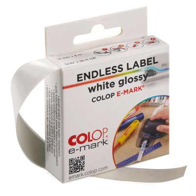 Белая клейкая лента для принтера e-mark 14 мм, 8 метров