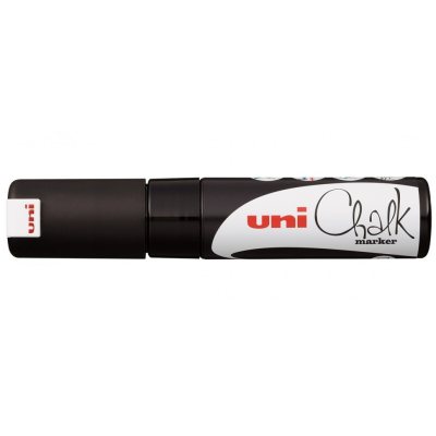 Меловой маркер - жидкий мел Uni Chalk PWE-8K скошенный наконечник 8 мм Чёрный