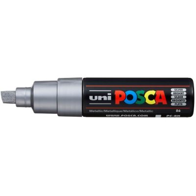 Маркер POSCA PC-8K, серебряный, до 8.0 мм, скошенный наконечник № M26