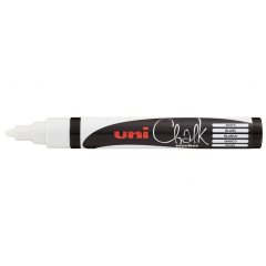 Меловой маркер - жидкий мел Uni Chalk PC-5M пулевидный наконечник 1.8-2.5 мм Белый