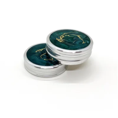 "Сатурн 42-Магнит / смола Малахит" Металлическая магнитная оснастка для печати с встроенной штемпельной подушкой (диаметр печати 42 мм.)