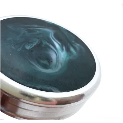 "Сатурн 42-Магнит / смола Малахит" Металлическая магнитная оснастка для печати с встроенной штемпельной подушкой (диаметр печати 42 мм.)