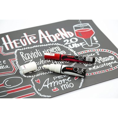 Меловой маркер - жидкий мел Uni Chalk PC-5M пулевидный наконечник 1.8-2.5 мм Голубой