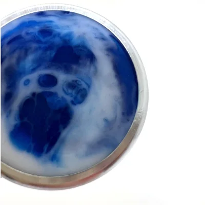 "Сатурн 42-Магнит / смола Море" Металлическая магнитная оснастка для печати с встроенной штемпельной подушкой (диаметр печати 42 мм.)