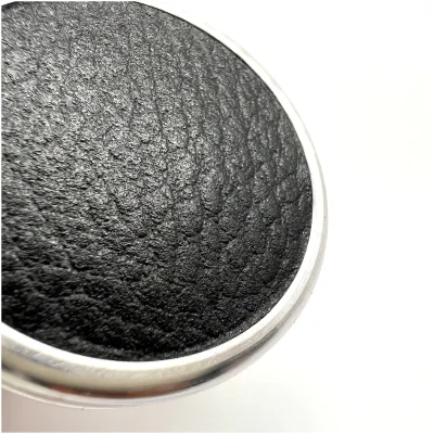 "Сатурн 42-Магнит / КОЖА черная" Металлическая магнитная оснастка для печати с встроенной штемпельной подушкой (диаметр печати 42 мм.)