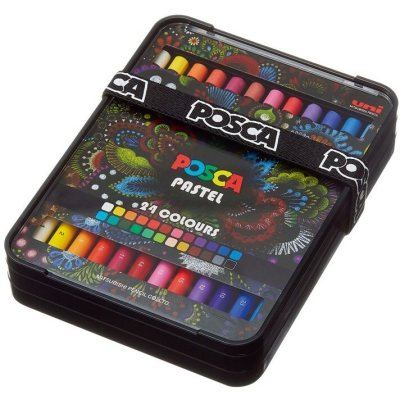 POSCA Pastel Набор из 24 ПАСТЕЛЕЙ (карандаши без оправы) в подарочном кейсе, Япония