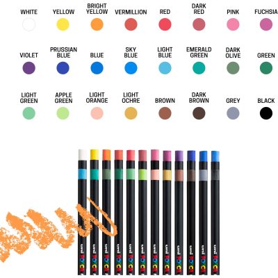 POSCA Pastel Набор из 24 ПАСТЕЛЕЙ (карандаши без оправы) в подарочном кейсе, Япония