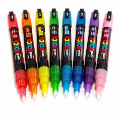 Маркер POSCA PC-3ML, зелёный с блёстками, 0.9 - 1.3 мм, пулевидный наконечник №6