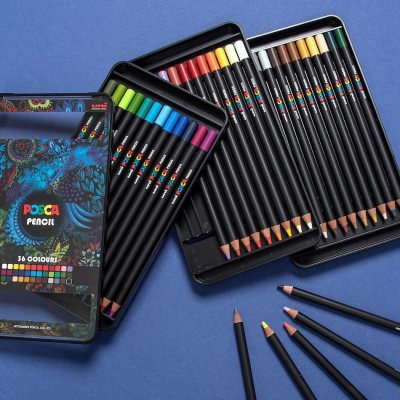 POSCA Pencil Набор из 36 цветных карандашей в подарочном кейсе, Япония