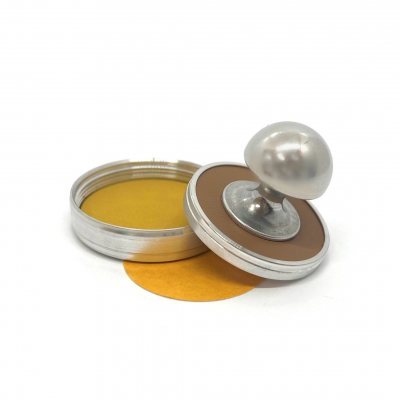 "ВЕГА 42-Магнит-КОЖА" Металлическая магнитная оснастка для печати с встроенной штемпельной подушкой (диаметр печати 42 мм.)