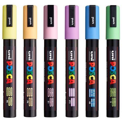 Набор акриловых маркеров POSCA PC-5M «Пастельные цвета», в пластиковой упаковке, 6 шт