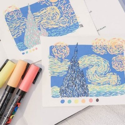 Набор акриловых маркеров POSCA PC-5M «Пастельные цвета», в пластиковой упаковке, 6 шт