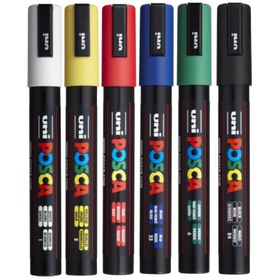 Набор акриловых маркеров POSCA PC-3M «Стандартные цвета», в пластиковой упаковке, 6 шт