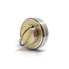 "ЛЕОН 42-Магнит / КОЖА Галактика" Металлическая магнитная оснастка для печати с встроенной штемпельной подушкой (диаметр печати 42 мм.)