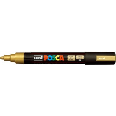 Маркер POSCA PC-5M, золотой, 1.8 - 2.5 мм, пулевидный наконечник №25