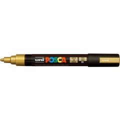 Маркер POSCA PC-5M, золотой, 1.8 - 2.5 мм, пулевидный наконечник №25
