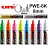 Меловой маркер - жидкий мел Uni Chalk PWE-8K скошенный наконечник 8 мм Белый